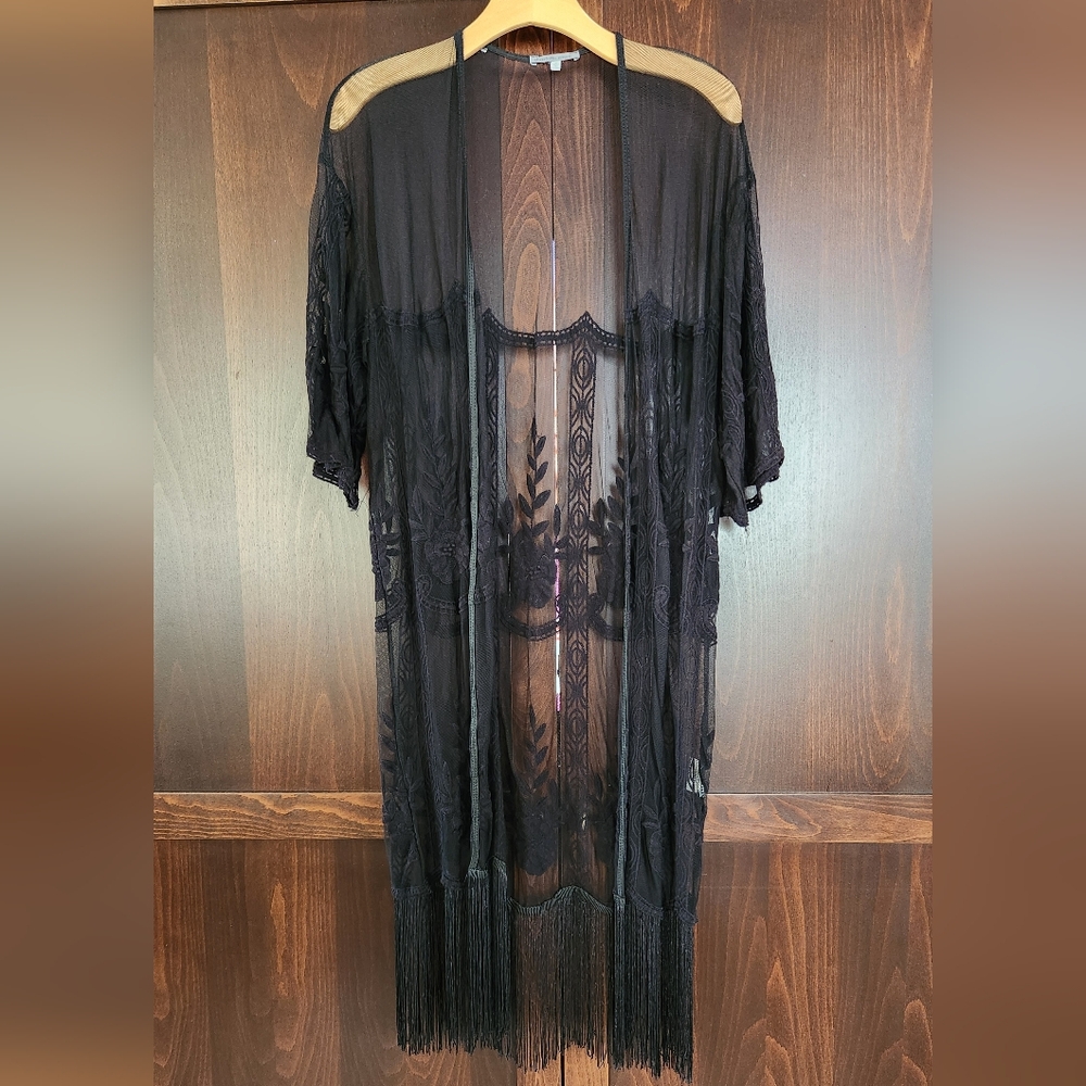 Charlotte Russe Sheer Black Lace Tunic